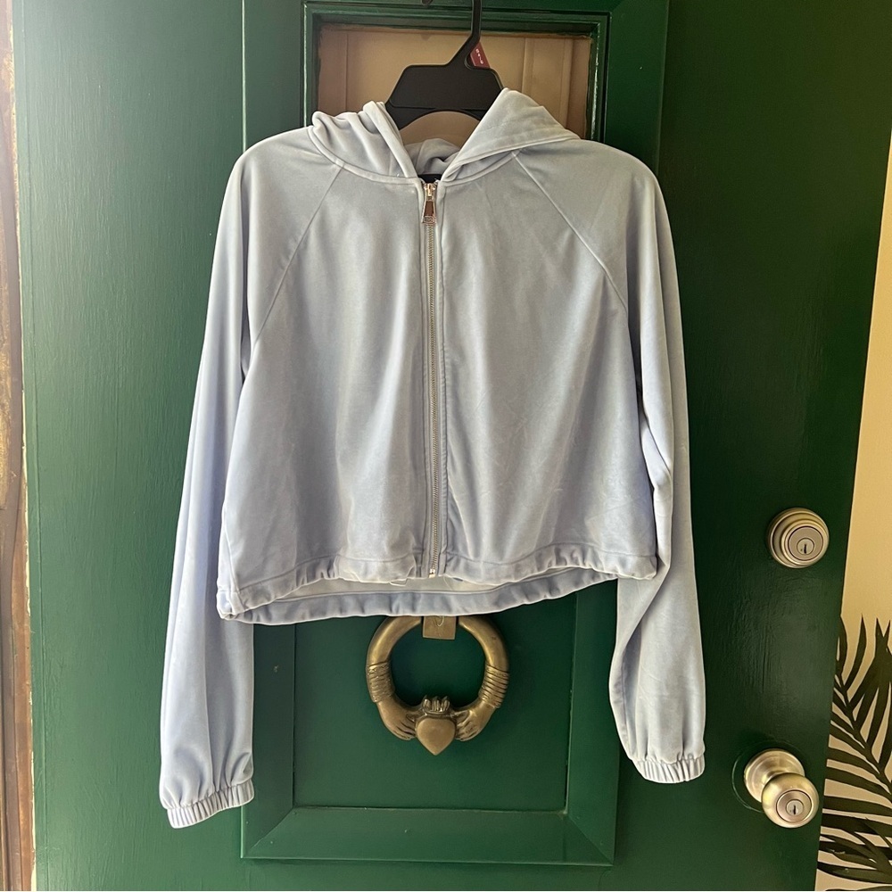 Forever 21 Light Blue Zip-Up Hoodie Jacket size large